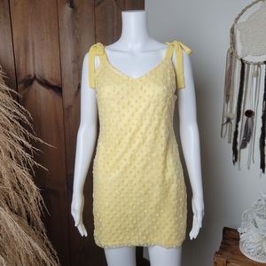 NWT Francesca's Yellow Floral Amanda Clip Dot  Mini Dress